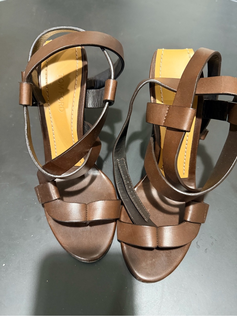 Tom Ford  Brown Leather Strappy Sandals